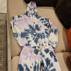 Vintage Havana Tie-Dye Kids Matching Set - Purple and Blue